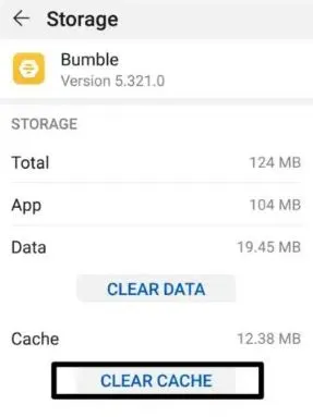 Clear cache memory of Bumble-app