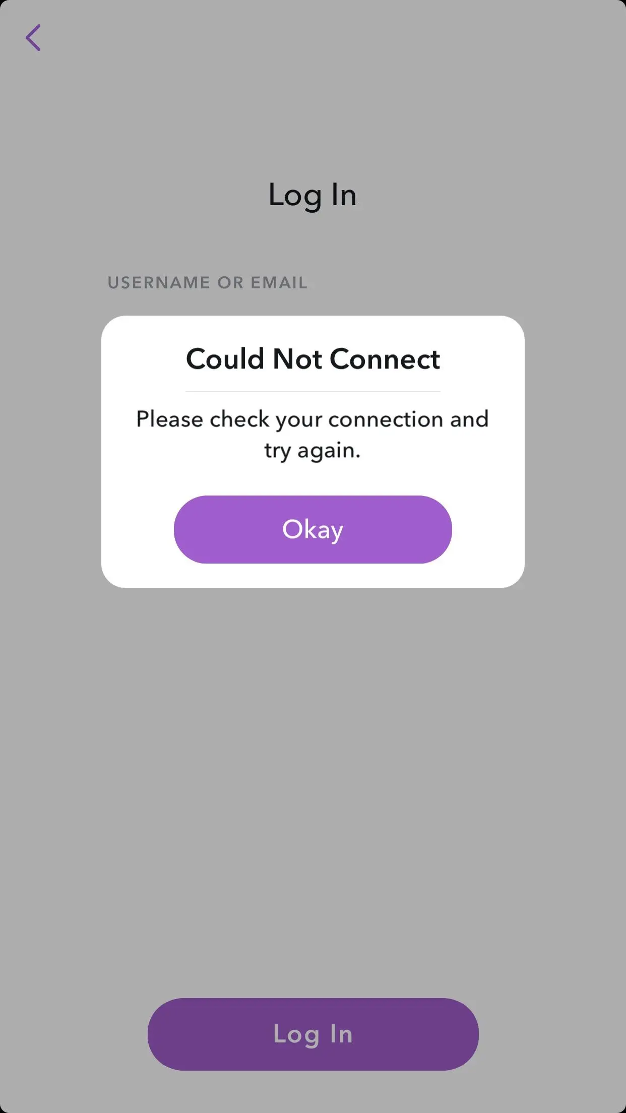 Error stating 'Could Not Connect' 