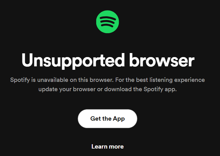 Spotify unsupported browser