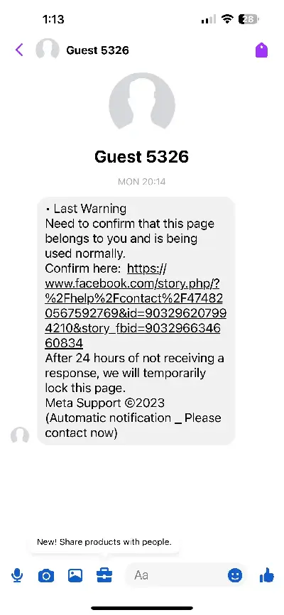 Image with facebook message saying need to confirm this page 