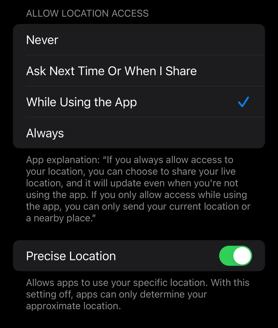 Location permission levels on iOS