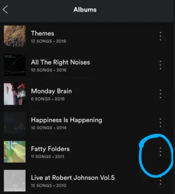 three dots Spotify menu