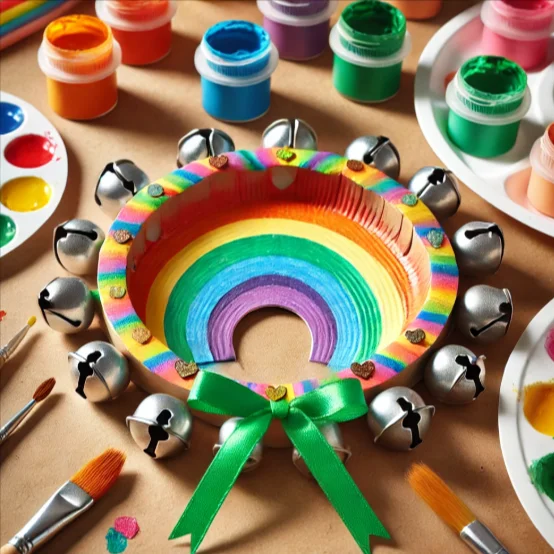 Rainbow Paper Plate Tambourine