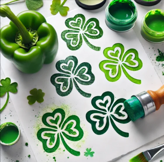 Shamrock Stamps with Bell Peppers