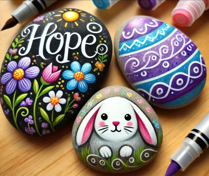 Painted Rocks with Easter Messages