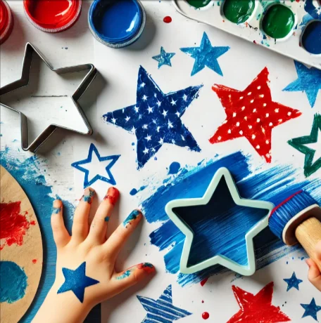 Star Stamps with Cookie Cutters Materials Needed: Star-shaped cookie cutter, paint (red, white, blue)