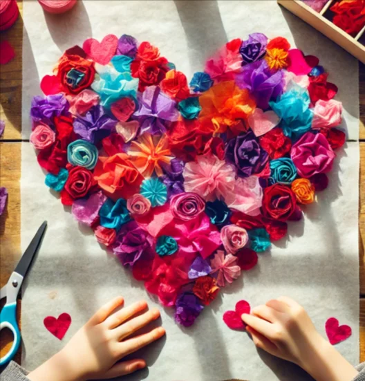 Tissue Paper Heart Suncatcher