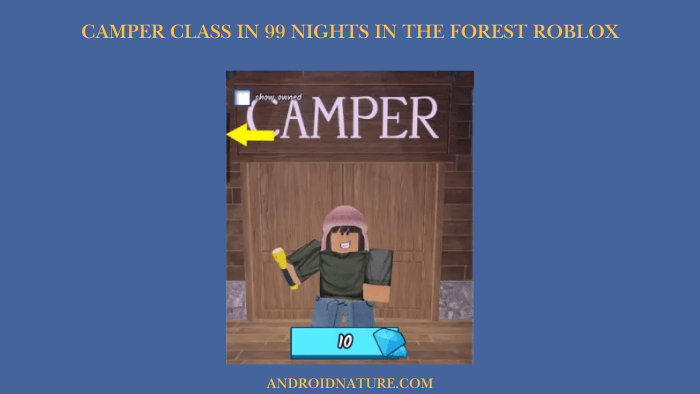 Camper Class in 99 nights in the forest Roblox