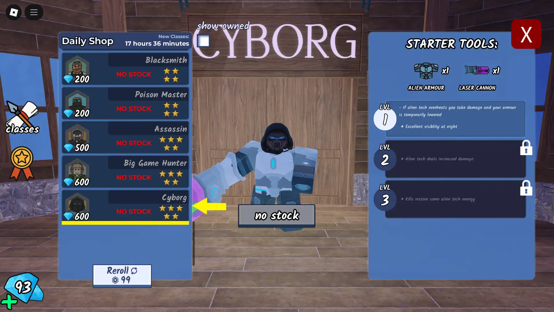 Cyborg Class in 99 Nights in the Forest 