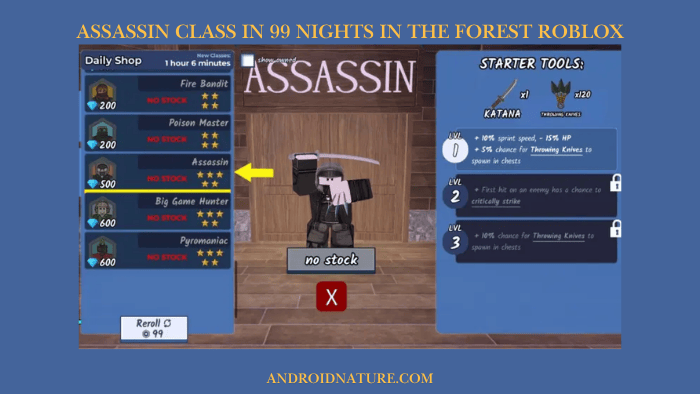 Assassin Class in 99 Nights in the Forest