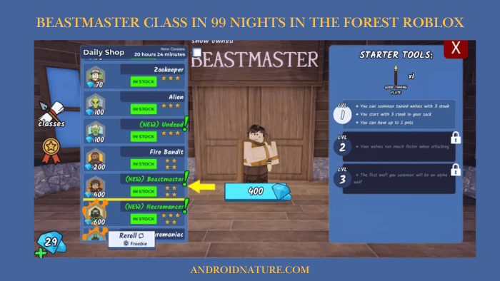 Beastmaster Class in 99 Nights in the Forest