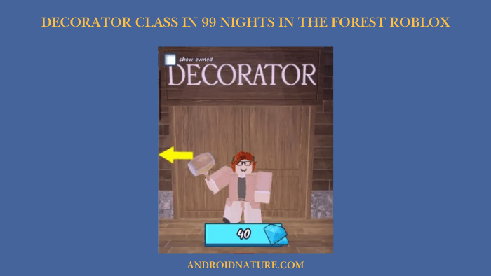 Decorator Class in 99 Nights in the Forest