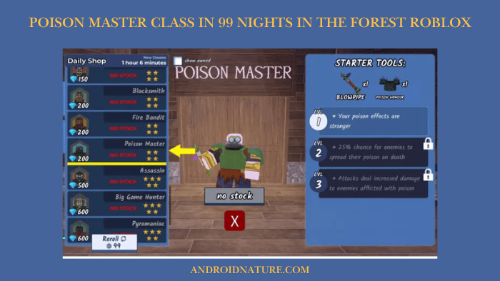 Poison Master Class in 99 Nights in the Forest