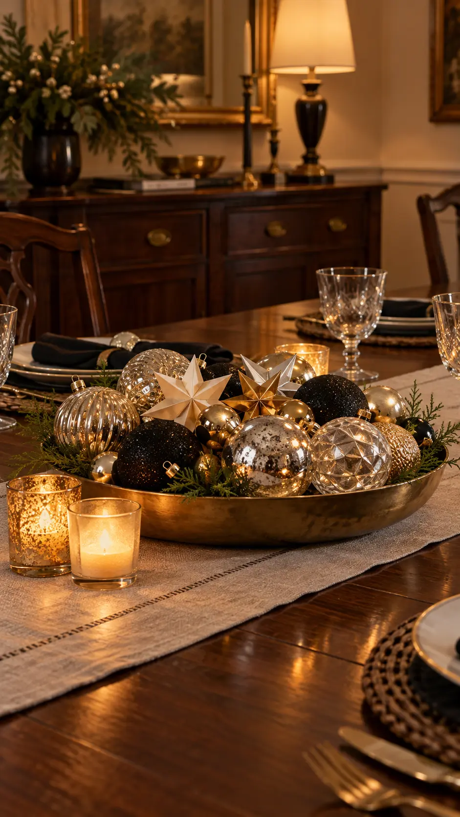 Turn Christmas Ornaments into a New Year’s Centerpiece